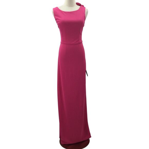 LULU'S SZ L Perfected Poise Hot Pink Bow Cutout Column Maxi Dress NEW 0B4 - Picture 3 of 11